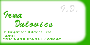 irma dulovics business card